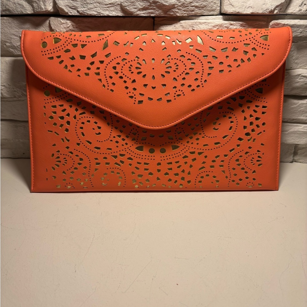 Orange Laser Cut Clutch